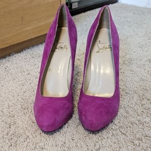 Christian Louboutin Magenta Suede Pumps 38